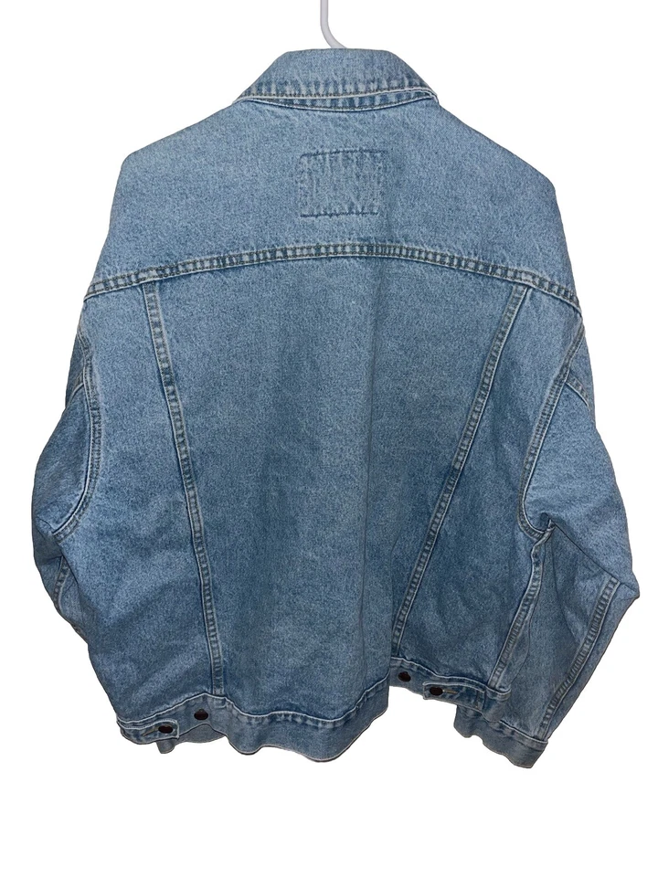 Vintage 90s Large Structure Jeans Long Sleeve Button Down Denim Jacket - Image 2 of 4