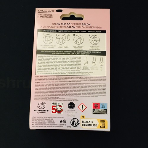 OPI xPress On Hello Kitty Shine Bright Long Press On Nails Salon Sealed Package - Picture 2 of 4