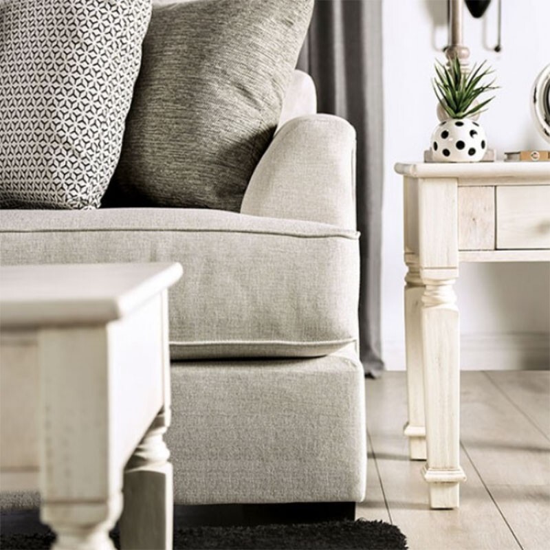 NEW Modern Living Room Furniture Beige Chenille Fabric Sofa Sectional