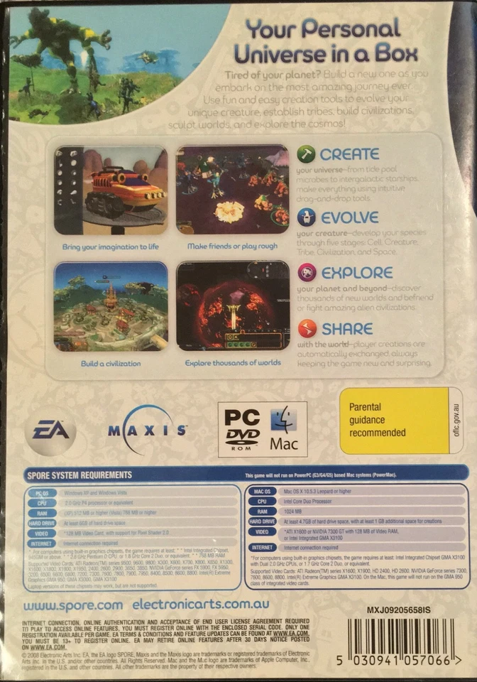 Spore and Spore Galactic Adventures Expansion The Sims Windows PC Mac 2008 DVD - Image 3 of 4