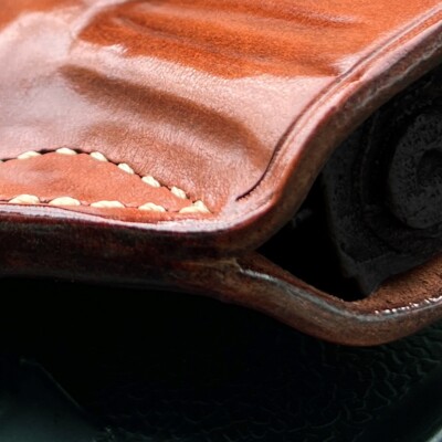 Leather OWB Paddle Holster Fits, Sig P320-XTEN Compact 10mm 3.8