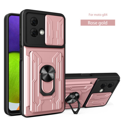 For Motorola Moto ''All''Series Shockproof Card Ring Stand Slide Camera Phone Case