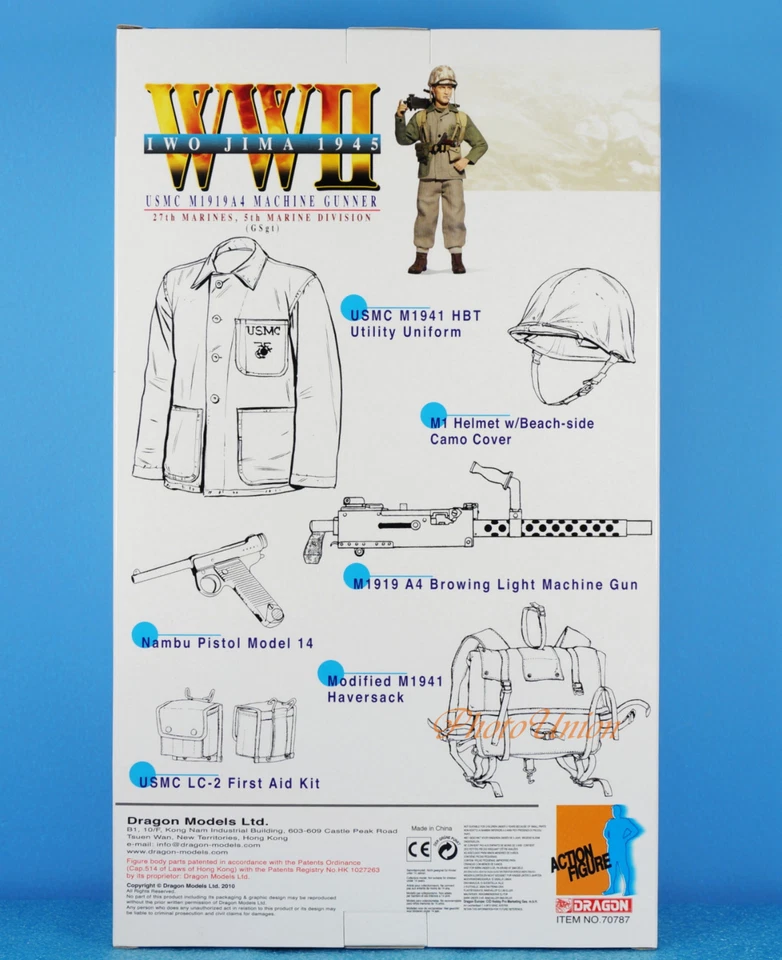 DRAGON 1:6 FIGURE 12" WW2 USMC Marine Soldier M1919A4 Machine Gun Gunner 70787 - Image 2 of 3