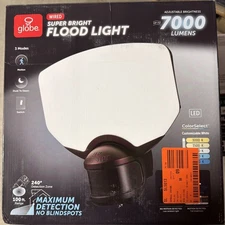 Globe Electric 7000 Lumen Black Motion Sensing LED Flood Light 5CCT Dual Brite