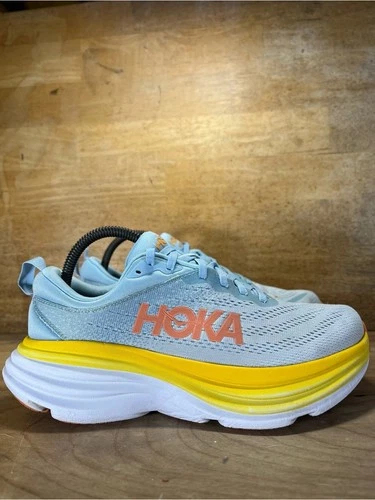Hoka One One Bondi 8 Womens Size 8.5 Wide Running Shoes Sneakers Blue Yellow deal from eBay