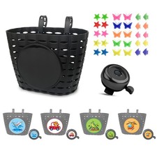 Kids Bike Basket Boy Bicycle Handlebar Basket with Bell Wheel Spokes for Boys