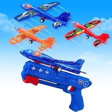 3 Pack Airplane Launcher Toys, 2 Flight Modes LED Foam Glider Catapult Plane,
