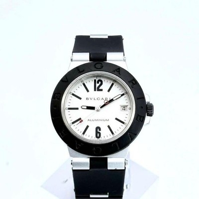 BVLGARI AL38TA Automatic Aluminum Men's Watch, Date, 3-Hand, White Dial Used
