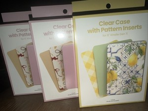 lot of 3 clear case with pattern inserts kindle case- two 6” one 6.8”