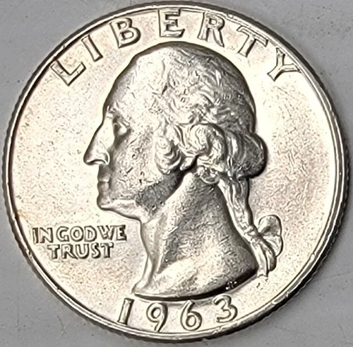 1963-D Washington Quarter - Almost Uncirculated (AU) condition - 90% Silver