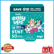 Pampers Easy Ups Bluey Potty Training Pants Size 5T-6T, 50 Count Disposable New