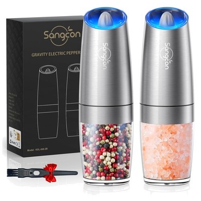 Gravity Automatic Salt Pepper Grinder Set LED Light BATTERY POWERED Adjustable