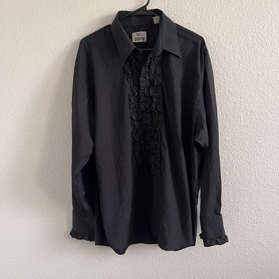 TABI S Characters Black Ruffled Button Front Shirt XL Gothic Dark Vamp