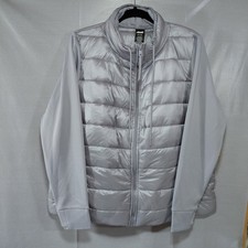 Avia Horizontal Quilt Jacket Silver Women's XXL Thumb Holes Athletic Athleisure
