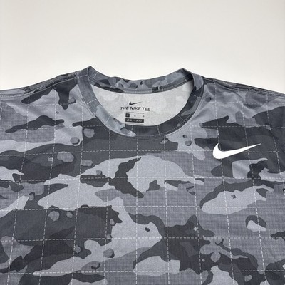 Nike Dri Fit Legend Camo Gray Printed Short Sleeve Tee T-Shirt DM5667-084 Sz L