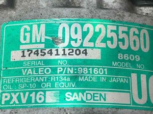 09225560 8609 klimakompressor OPEL VECTRA C BERLINA 2.2 16V CAT 2002 115137