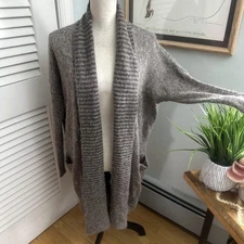 Pas De Calais Sweater Womens Small Brown Open Cardigan Alpaca Wool Mohair Peru