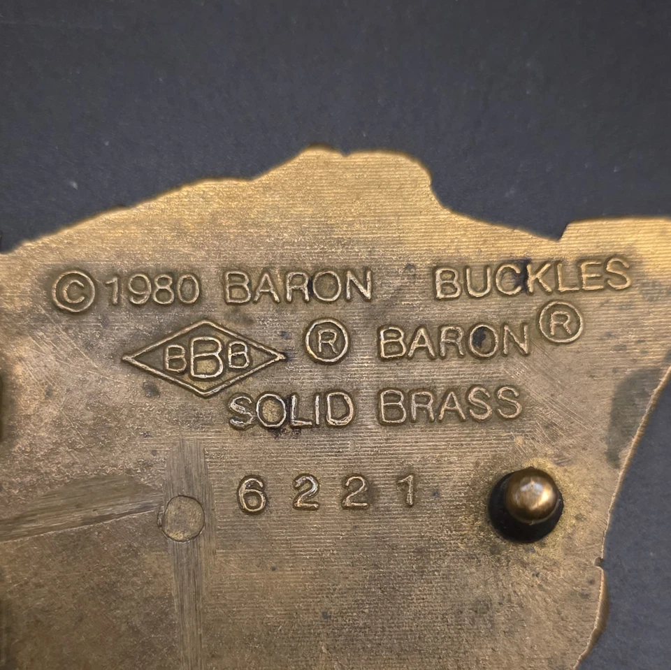 VTG 1980 SOLID BRASS BELT BUCKLE Guitar Saxophone Trumpet Musical Notes EUC Jazz - Image 3 of 4