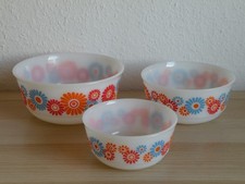 SCHOTT MAINZ  SCHALEN-SET BLÜTEN OPAL GLAS DDR