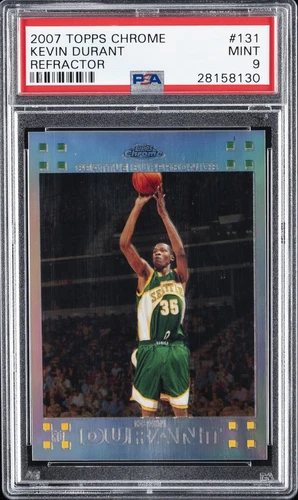 2007 TOPPS CHROME REFRACTOR #131 KEVIN DURANT ROOKIE RC #/1499 PSA 9