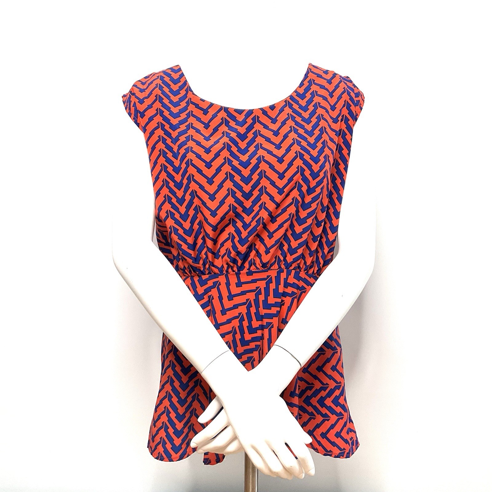 Anthropologie Paper Crane Chevron Peplum Back Cut Out Top Womens SZ M Artsy