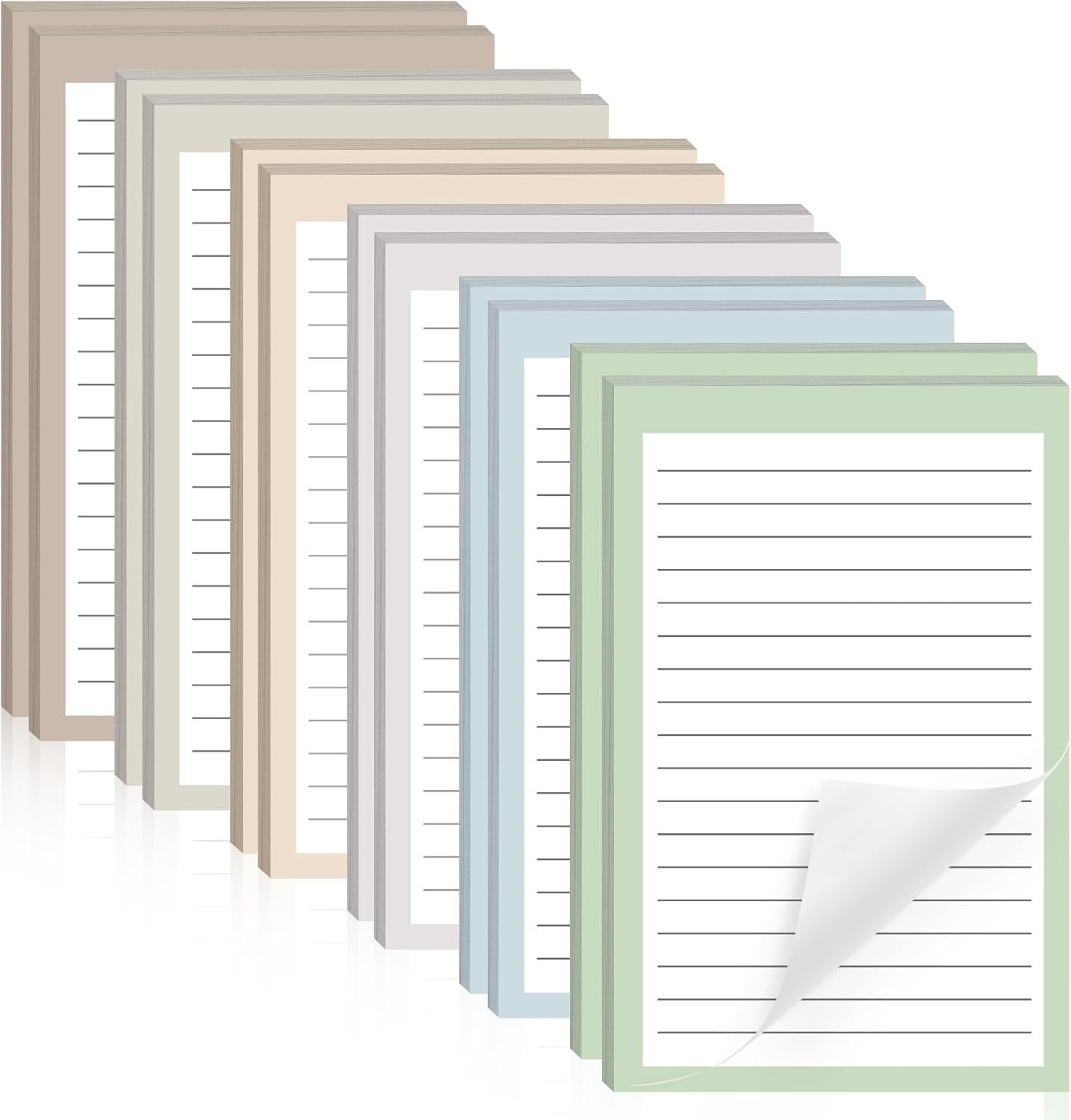 12 Pack Lined Sticky Notes, 4x6 in Post Sticky Notes with Lines, 6 Different Col