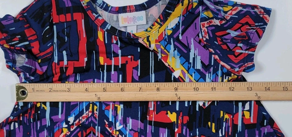 Vestido LulaRoe Niñas Talla 4 Diamantes Patrón Geométrico Foto 3 de 4