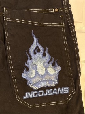 Men's Vintage 90s JNCO Jeans Blue flaming crown skater shorts