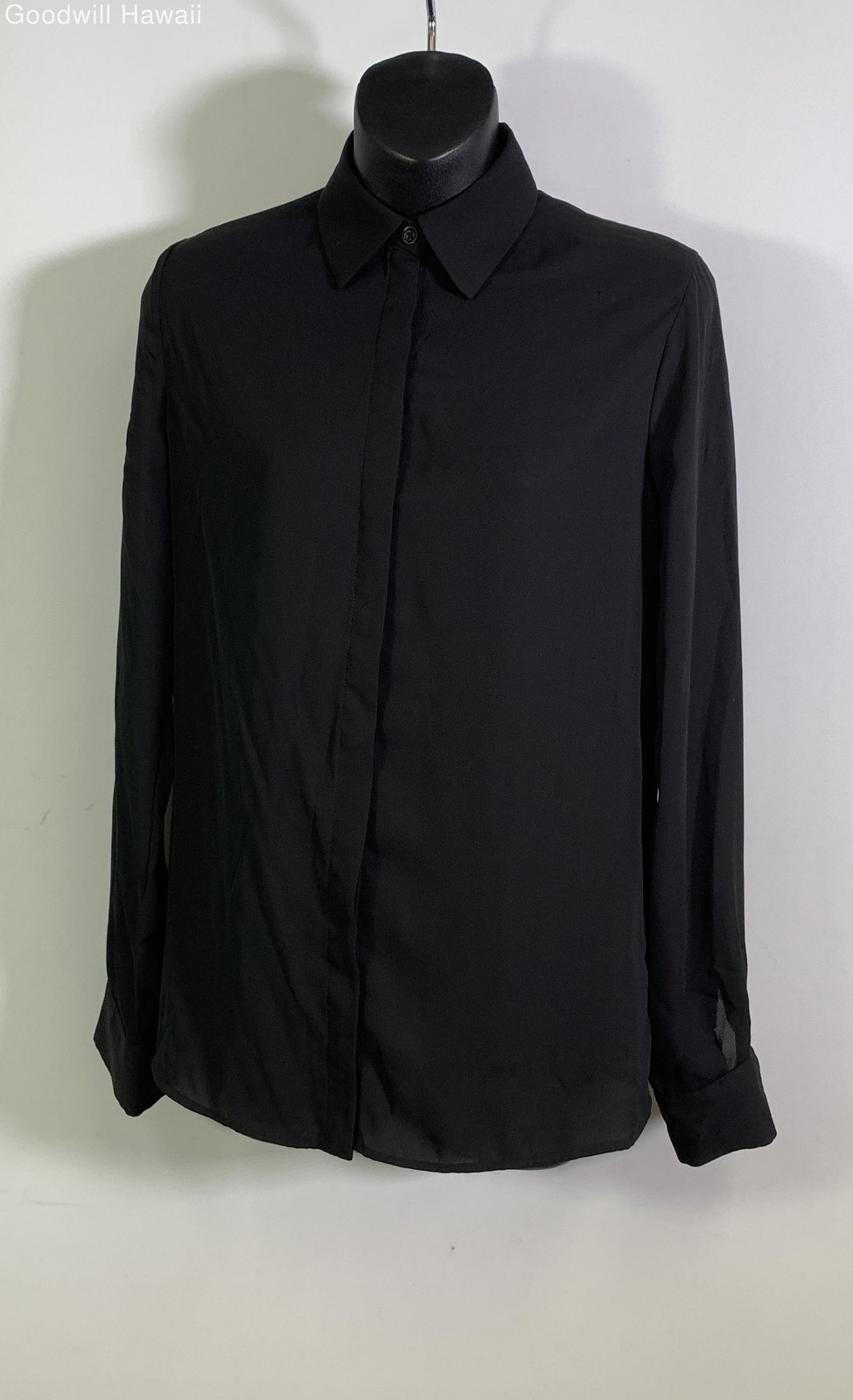 GIVENCHY Black Long Sleeve Button Poly/Poly Blend… - image 1