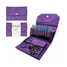 Lykke Interchangeable Knitting Needles, 5" Inch Indigo Wooden Needles, Knitti...