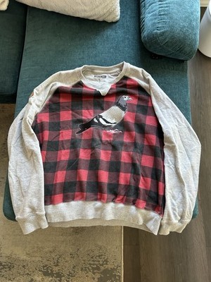 Renown Pigeon Men's L Crew Neck Staple Sweater Plaid Gray