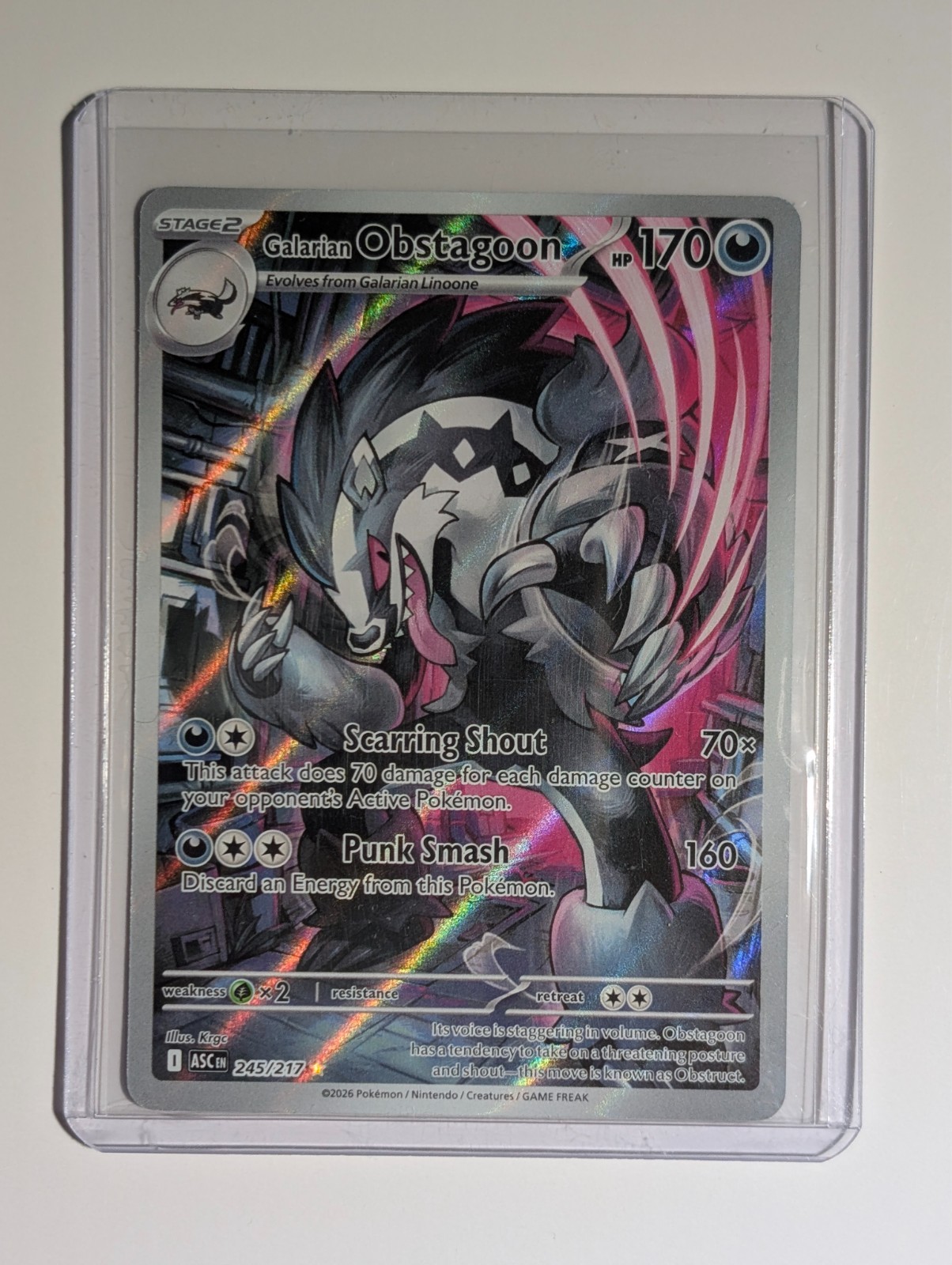 Galarian Obstagoon 245/217 Illustration Rare Holo Pokemon Ascended Heroes NM
