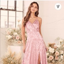 Lulus Radiant Refinement Satin Jacquard Maxi Dress M Dusty Rose Wedding Prom