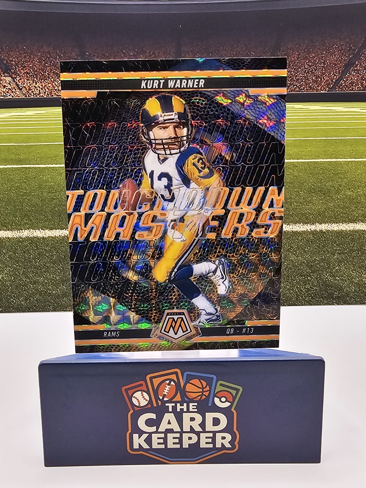 2025 Panini Mosaic - Kurt Warner #19 Touchdown Masters Orange Fluorescent Prizm