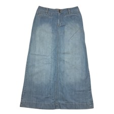 Vintage Y2K Old Navy Ultra Low Rise Denim Jean Midi Maxi Jean Skirt Women Size 6
