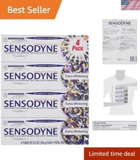 Clinically Proven Extra Whitening Toothpaste for Sensitive Teeth - 4 Pack 26 Oz