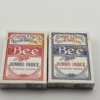 Bee Club Special No. 77 Jumbo Index Playing Cards Red Blue 2 Decks Sealed