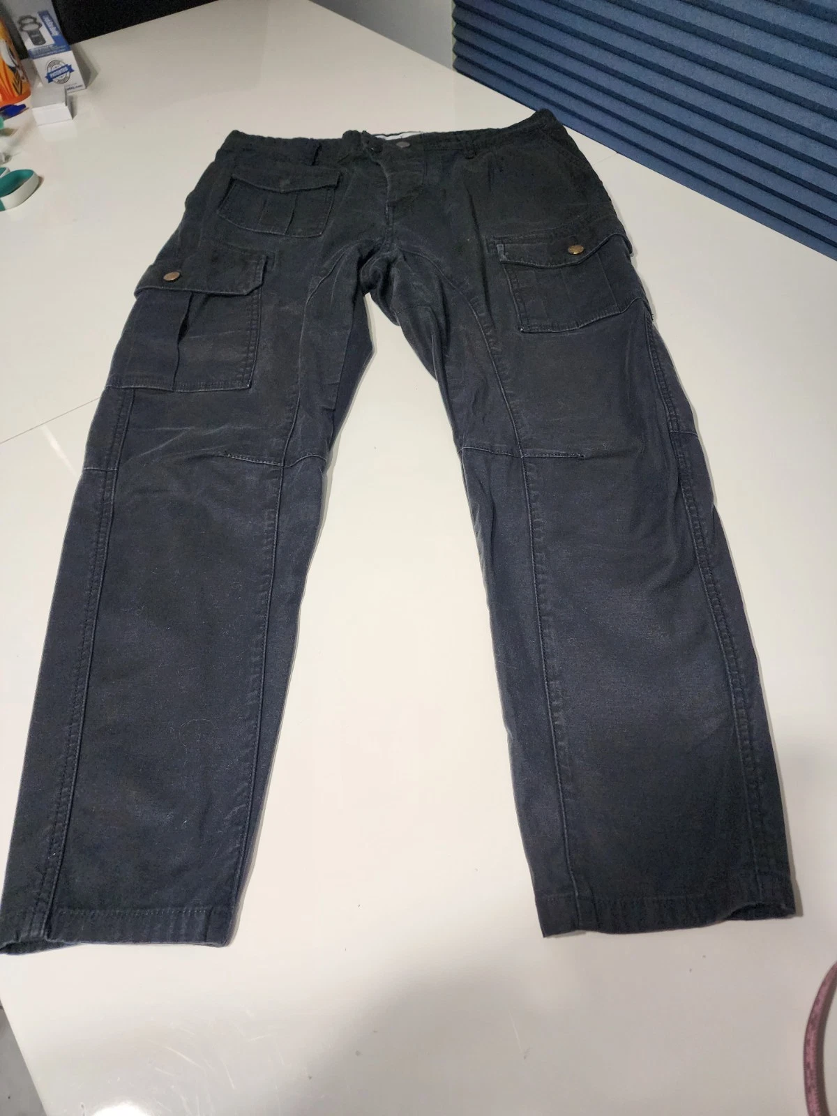 Replay Men's Black Cargo Pants Icons Limited Edition Button Cargo Pocket