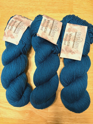 CASCADE VENEZIA WORSTED YARN BLUE 179 MERINO SILK/WOOL 3.5 OZ/219 YARDS-LOT of 3