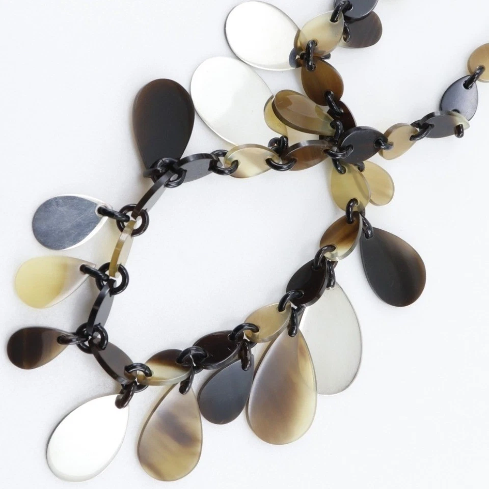 Collar lágrima HERMES marrón/plateado cuerno de búfalo/plata 925 50 g para mujer Foto 3 de 4