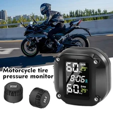 Wireless Motorcycle TPMS Tire Tyre Pressure Monitor System 2 External Sensors US