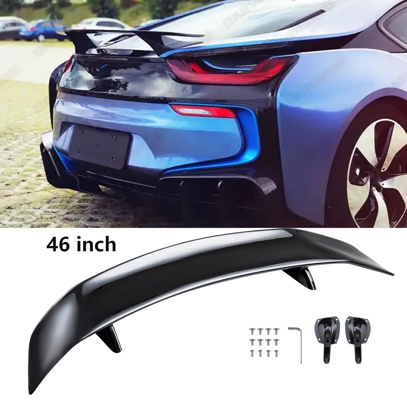 Glossy Black 46" Car Rear Trunk Spoiler Lip Wing Racing For BMW i8 2014- 2019