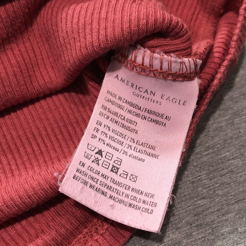 American Eagle Tank Top Women's XS Ribbed Feminine Preppy Hippie Barbiecore Pink - Picture 3 of 7