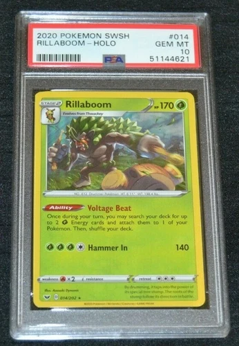 Holo Foil Rillaboom # 014/202 Sword & Shield Base Set Pokemon PSA 10 GEM MINT