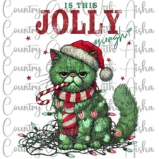Sublimation Transfer Christmas Jolly Cat Ready To Press Heat Transfer