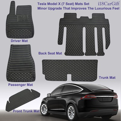 2017 2020 Tesla Model X 7 Seats Vegan Leather Floor Mats Set 5 Pcs Ebay