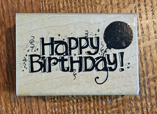 Wooden Rubber Stamp Happy Birthday Balloon