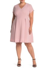  ELIZA J  V-NECK CREPE BLUSH FIT FLARE DRESS sz 16W