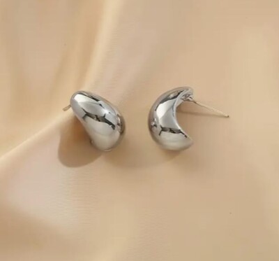 Ohrringe Bohne Wassertropfen Metall silberfarben - Lilienschmuck