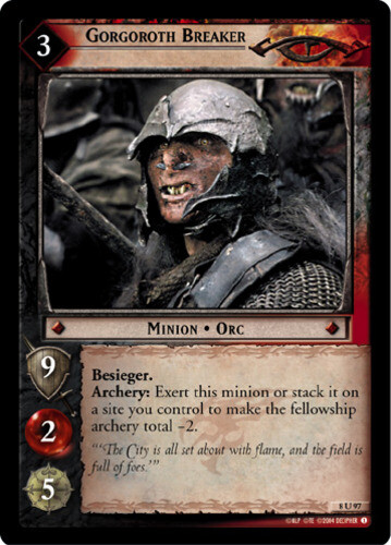 LOTR CCG 1x  Gorgoroth Breaker - 8U97 - Foil Moderate Play Siege of Gondor